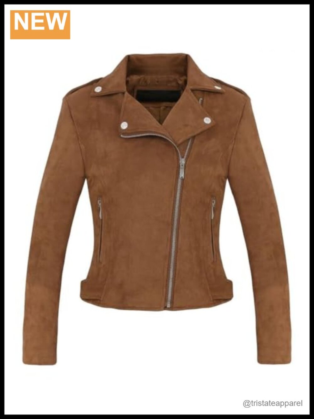 Faux Suede Leather Moto Biker Jacket Women's Fall Casual Zip-Up Coat